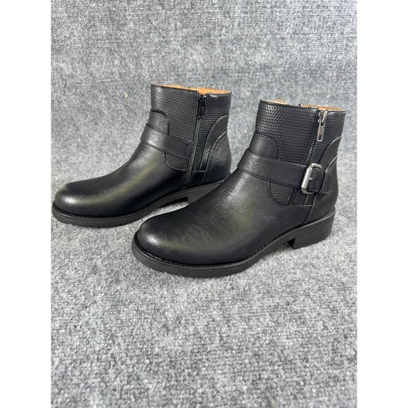 Eurosoft By Sofft Womens 8M Cymberlee Black Ankle Boots  Side Zipper & Buckle - Picture 2 of 16